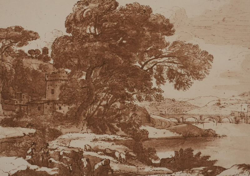 Claude GELEE : Les rives du Tibre, Lithographie