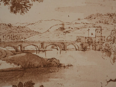 Claude GELEE : Les rives du Tibre, Lithographie
