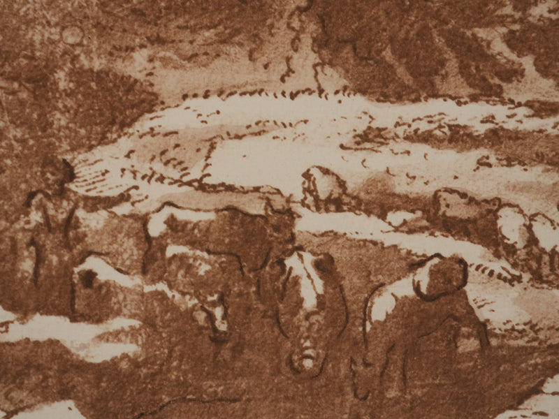 Claude GELEE : Les rives du Tibre, Lithographie