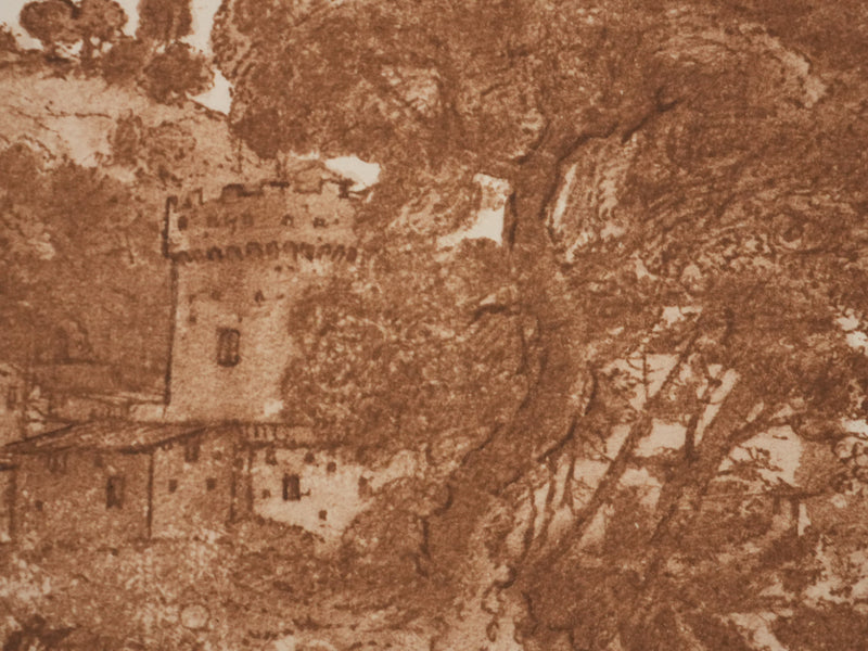 Claude GELEE : Les rives du Tibre, Lithographie