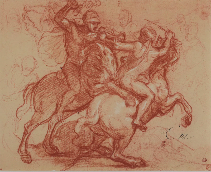 Charles LE BRUN : La lutte des cavaliers, Lithographie