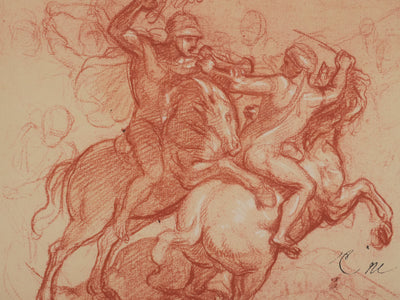 Charles LE BRUN : La lutte des cavaliers, Lithographie