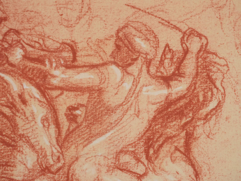 Charles LE BRUN : La lutte des cavaliers, Lithographie