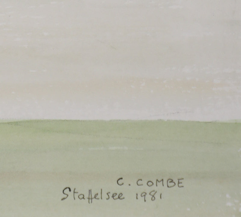 Camille COMBE : Le lac Staffelsee, Aquarelle originale signée