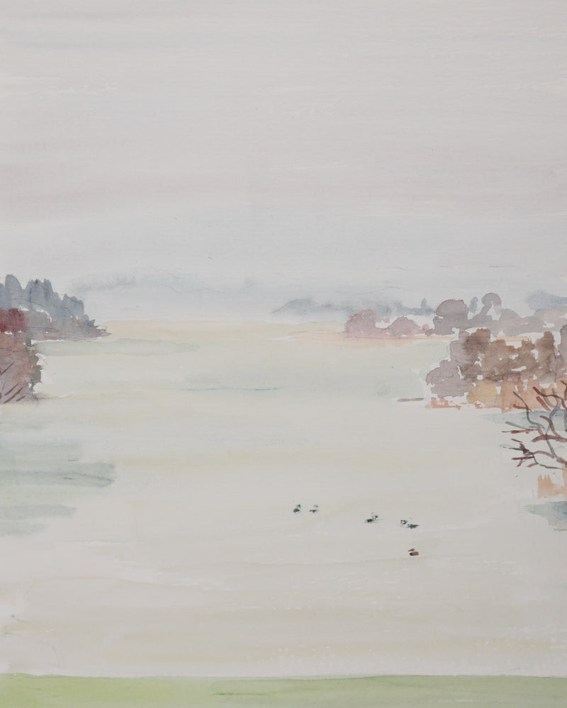 Camille COMBE : Le lac Staffelsee, Aquarelle originale signée