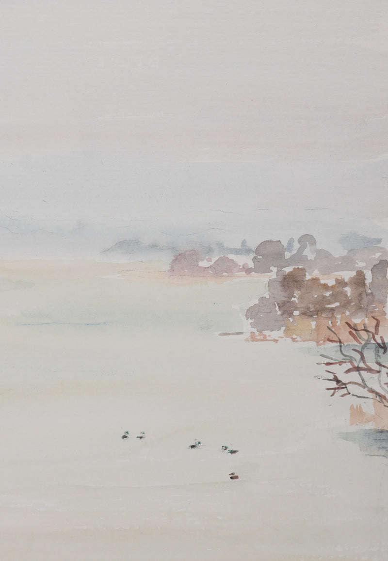 Camille COMBE : Le lac Staffelsee, Aquarelle originale signée