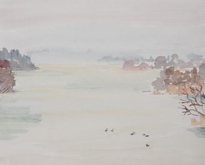 Camille COMBE : Le lac Staffelsee, Aquarelle originale signée