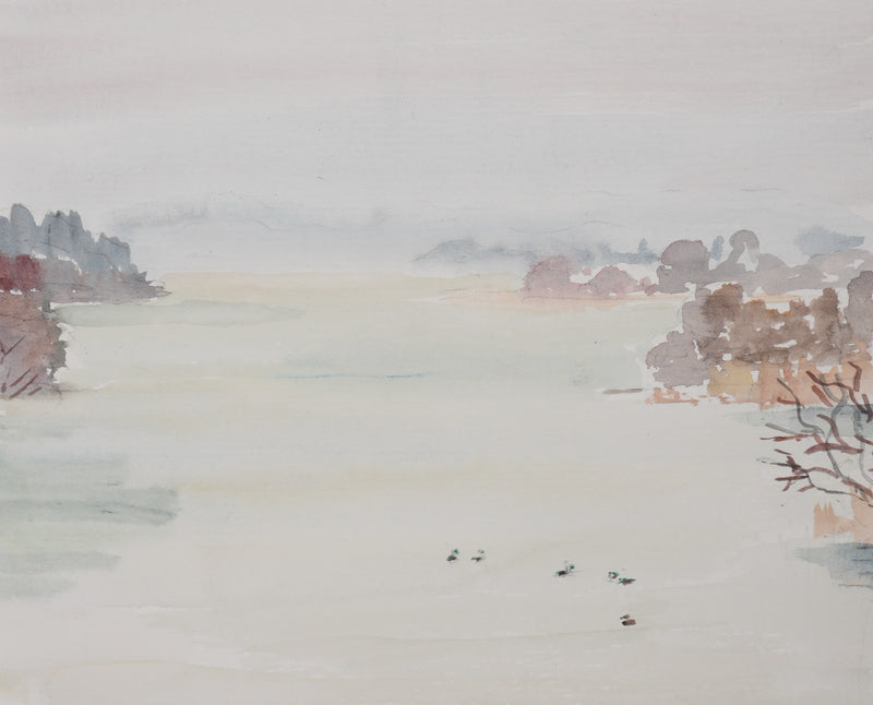 Camille COMBE : Le lac Staffelsee, Aquarelle originale signée