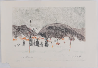 Camille COMBE : La piste du sommet, Monotype original signé