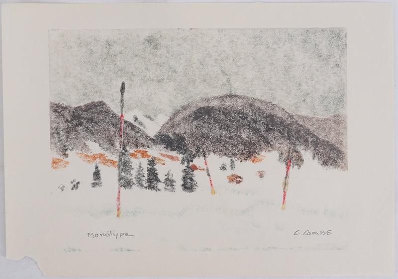 Camille COMBE : La piste du sommet, Monotype original signé