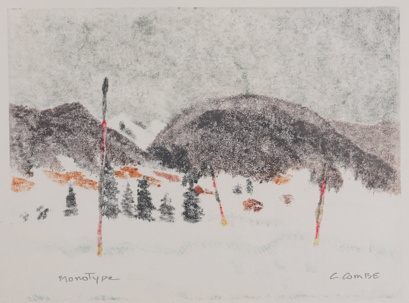 Camille COMBE : La piste du sommet, Monotype original signé