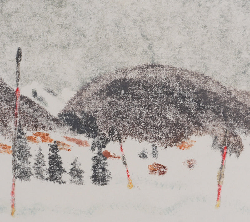Camille COMBE : La piste du sommet, Monotype original signé