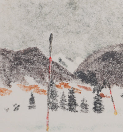 Camille COMBE : La piste du sommet, Monotype original signé