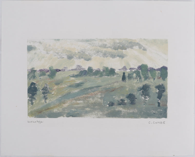 Camille COMBE : Sous les nuages clairs, Monotype original signé