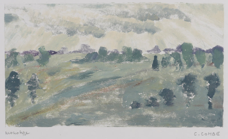 Camille COMBE : Sous les nuages clairs, Monotype original signé