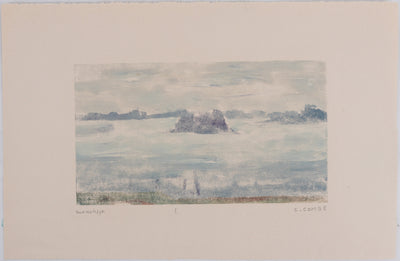 Camille COMBE : Vue sur les îles, Monotype original signé