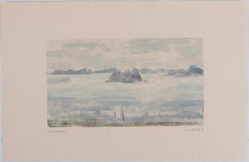 Camille COMBE : Vue sur les îles, Monotype original signé