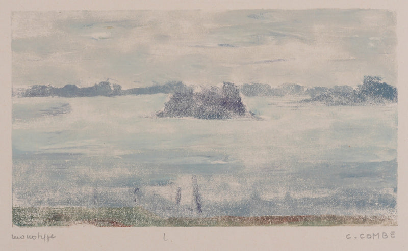Camille COMBE : Vue sur les îles, Monotype original signé