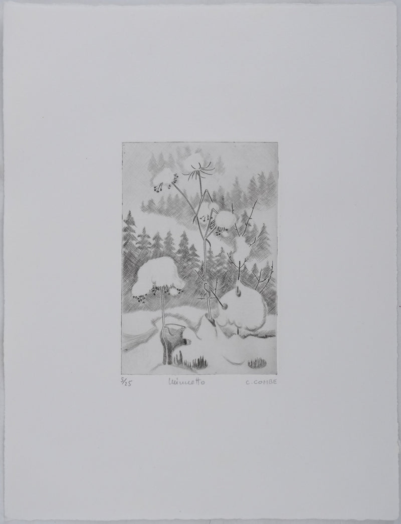 Camille COMBE : En neige, Gravure originale signée