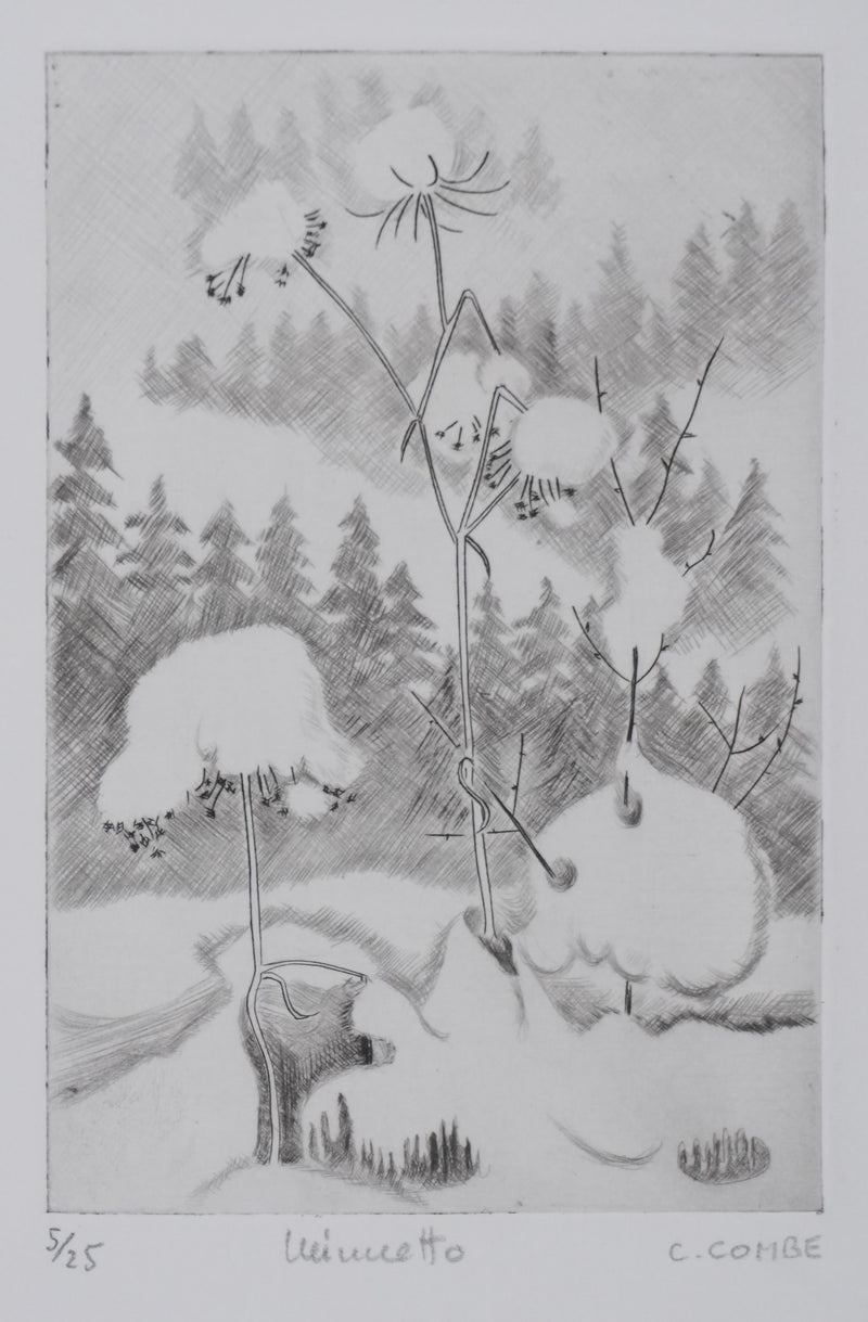 Camille COMBE : En neige, Gravure originale signée