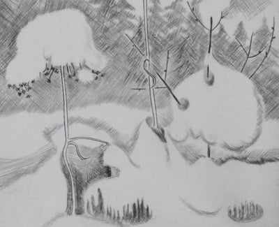 Camille COMBE : En neige, Gravure originale signée
