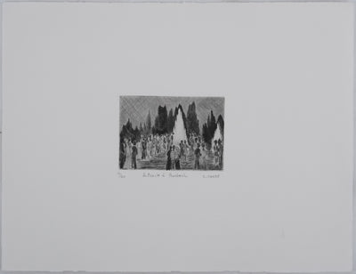 Camille COMBE : Entracte à Ausbach, Gravure originale signée