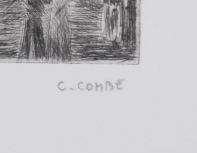 Camille COMBE : Entracte à Ausbach, Gravure originale signée