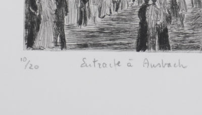 Camille COMBE : Entracte à Ausbach, Gravure originale signée