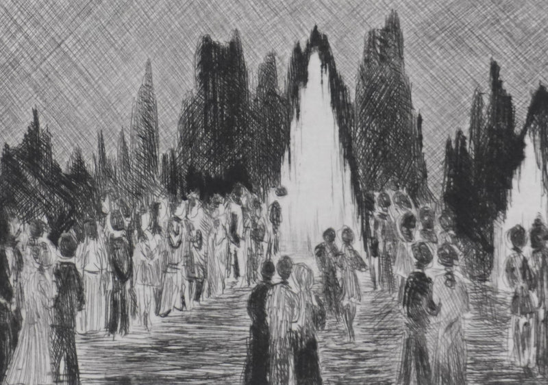 Camille COMBE : Entracte à Ausbach, Gravure originale signée