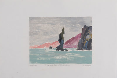 Camille COMBE : L'île aux Ours s'illumine, Monotype original signé