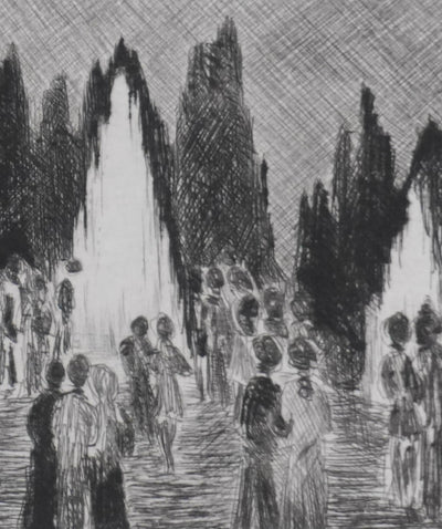 Camille COMBE : Entracte à Ausbach, Gravure originale signée