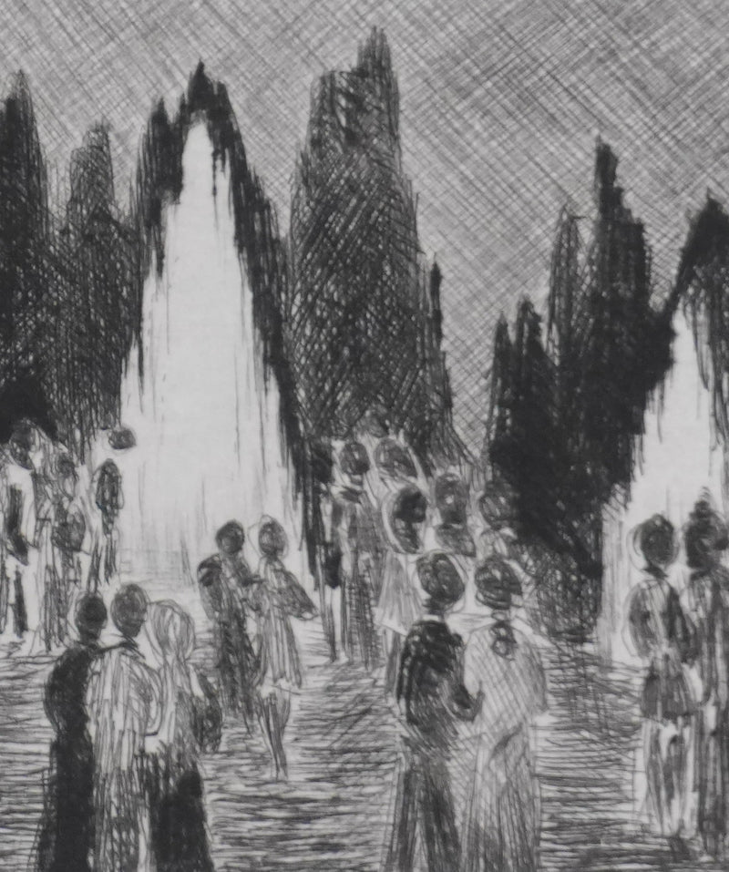 Camille COMBE : Entracte à Ausbach, Gravure originale signée