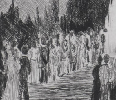 Camille COMBE : Entracte à Ausbach, Gravure originale signée