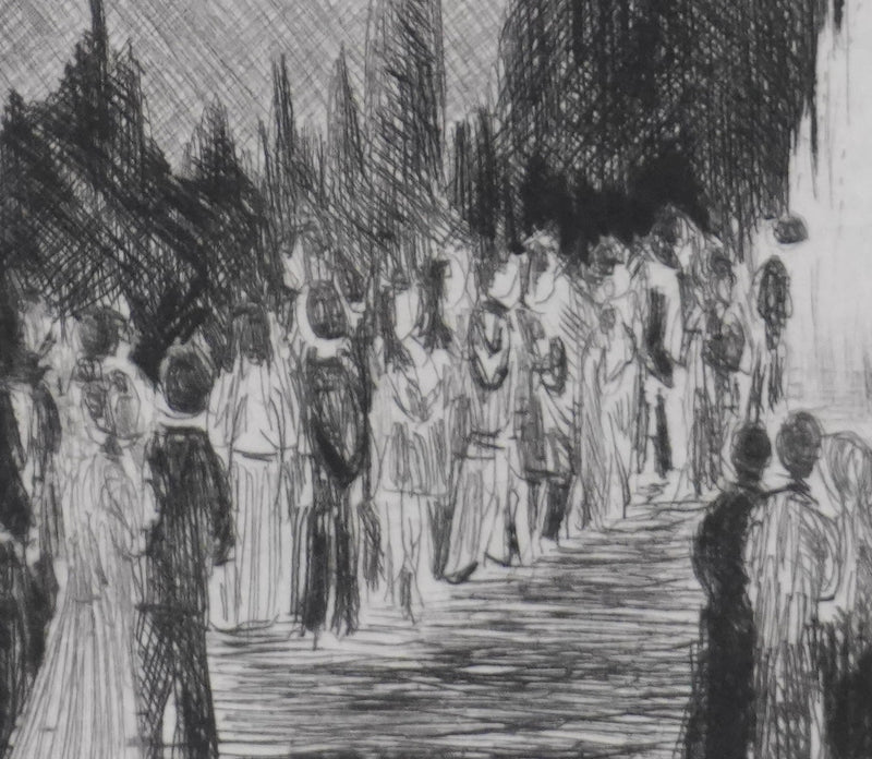 Camille COMBE : Entracte à Ausbach, Gravure originale signée