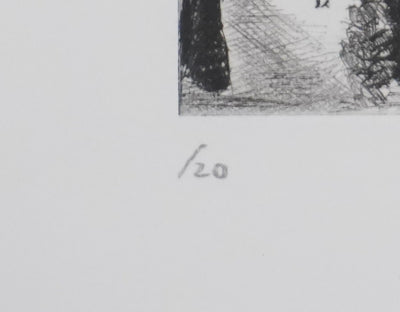Camille COMBE : Ausbach : concert à l'Orangerie, Gravure originale signée