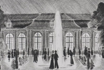 Camille COMBE : Ausbach : concert à l'Orangerie, Gravure originale signée