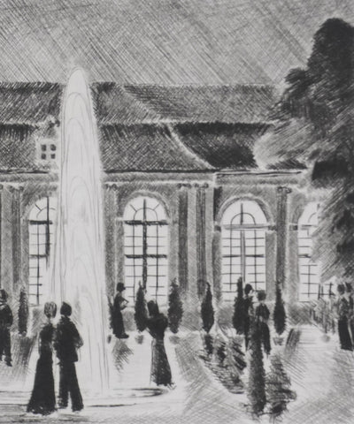 Camille COMBE : Ausbach : concert à l'Orangerie, Gravure originale signée