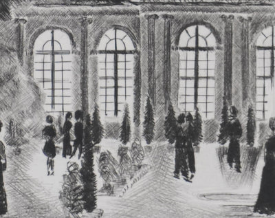 Camille COMBE : Ausbach : concert à l'Orangerie, Gravure originale signée
