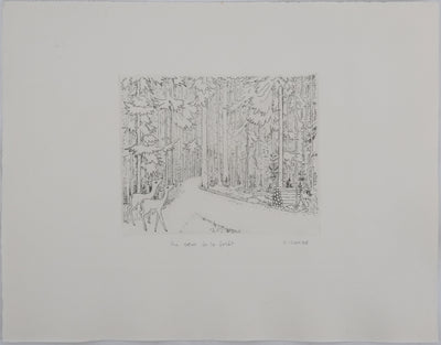 Camille COMBE : Au coeur de la forêt, Gravure originale signée