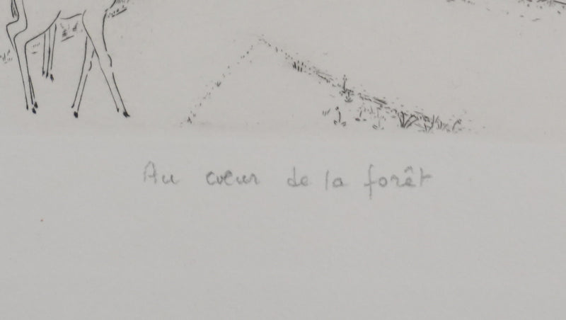Camille COMBE : Au coeur de la forêt, Gravure originale signée