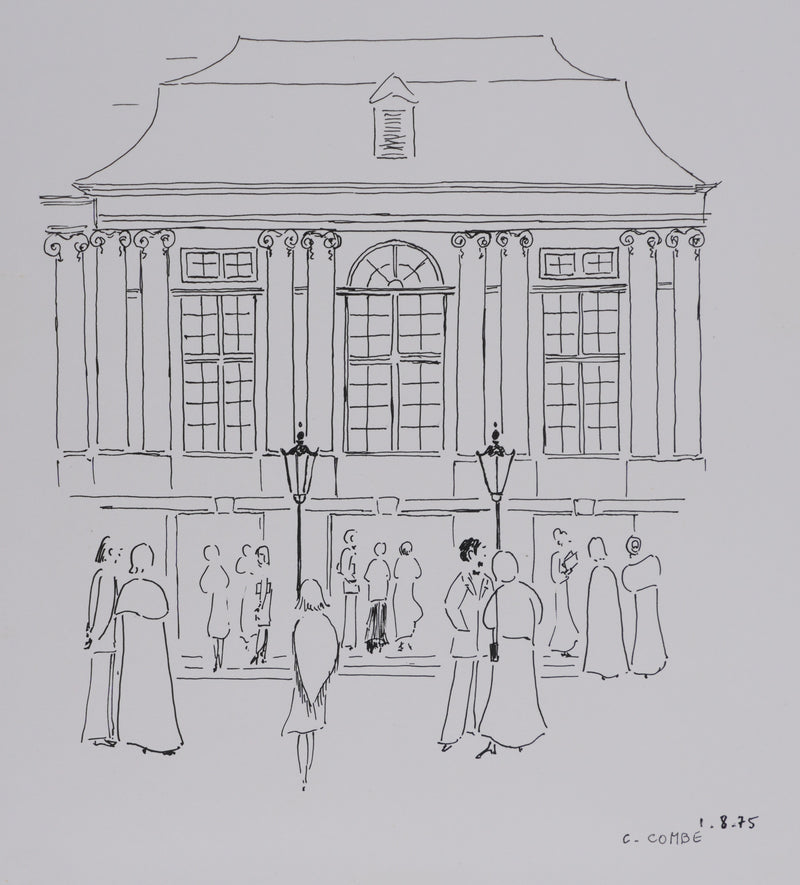 Camille COMBE : Le rendez-vous, Dessin original signé