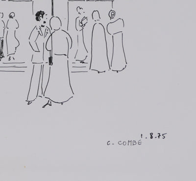 Camille COMBE : Le rendez-vous, Dessin original signé