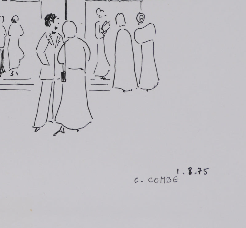 Camille COMBE : Le rendez-vous, Dessin original signé