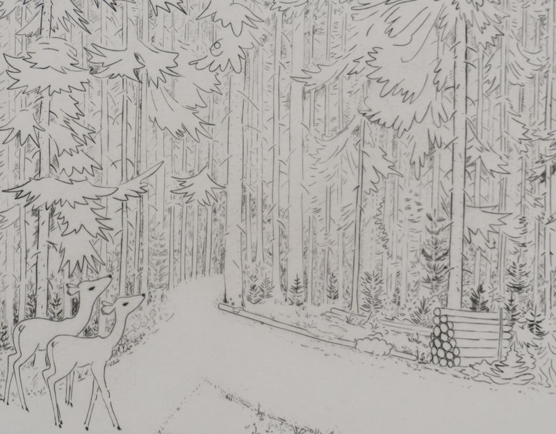 Camille COMBE : Au coeur de la forêt, Gravure originale signée