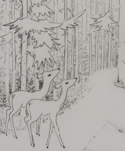 Camille COMBE : Au coeur de la forêt, Gravure originale signée