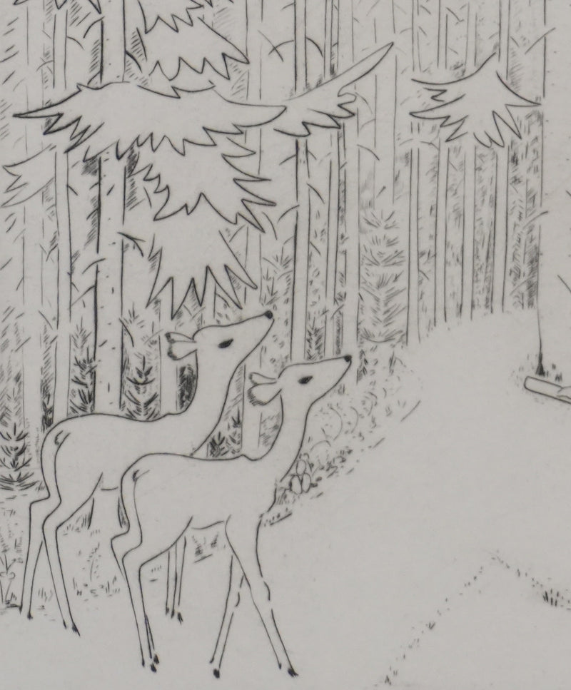 Camille COMBE : Au coeur de la forêt, Gravure originale signée