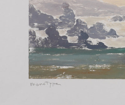 Camille COMBE : Paysage sous les nuages, Monotype original signé