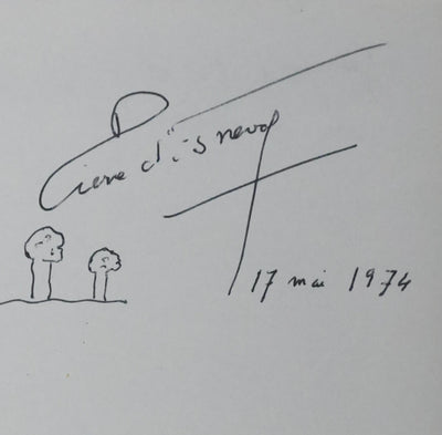 Pierre d'ESNEVAL : Les quatre petits arbres, Autographe et dessin original signé
