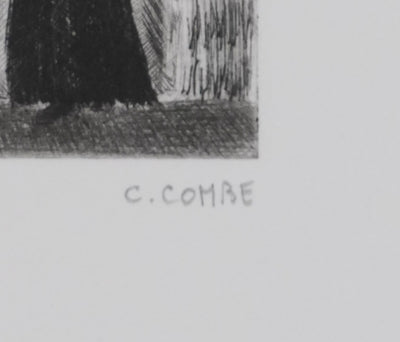 Camille COMBE : Attente, Gravure originale signée