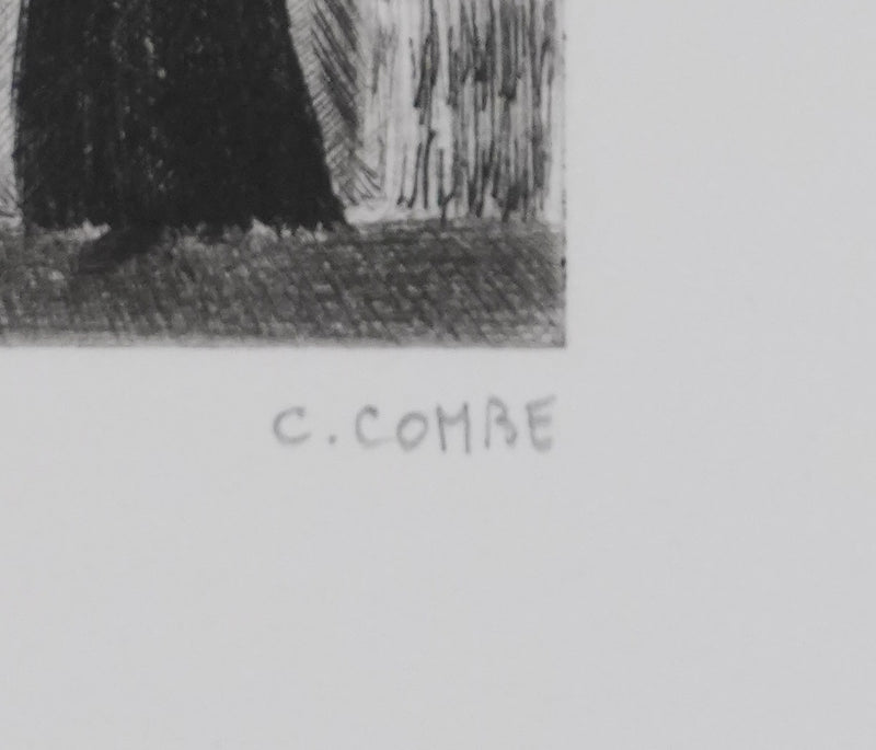 Camille COMBE : Attente, Gravure originale signée
